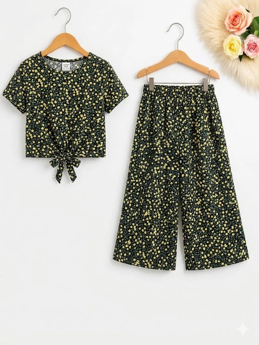 Lemon Flowers Half Sleeveless Skate Fish- Girls