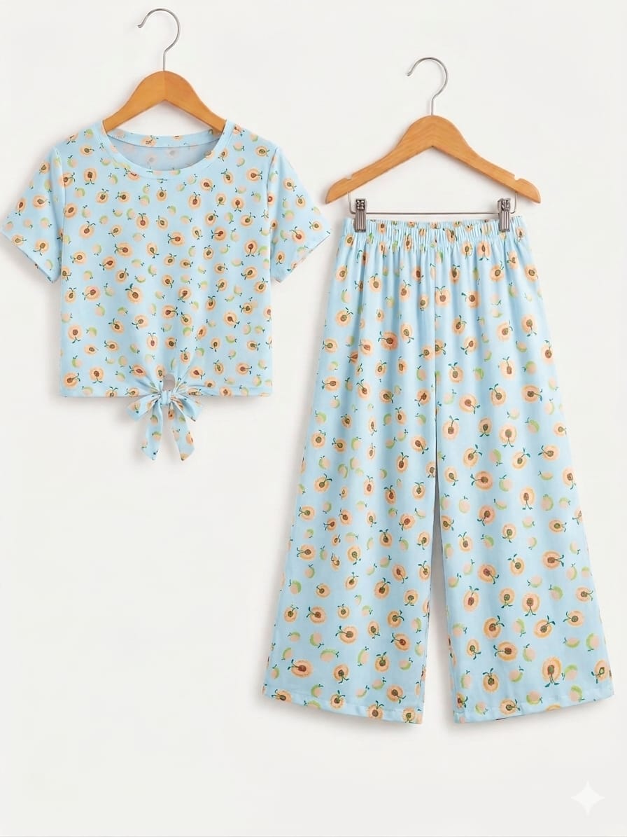 Orange Flowers sky Skate Fish- Girls