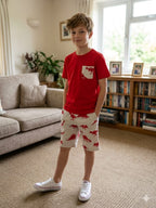 Dinasour Print Red Nicker Suit-Boys