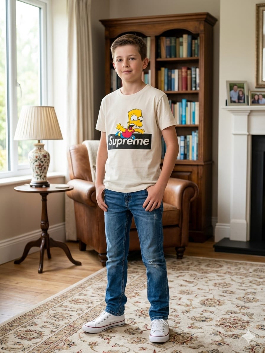 Supreme print Cream T-shirt Boys
