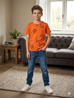 Dinasour Print Orange T-shirt-Boys