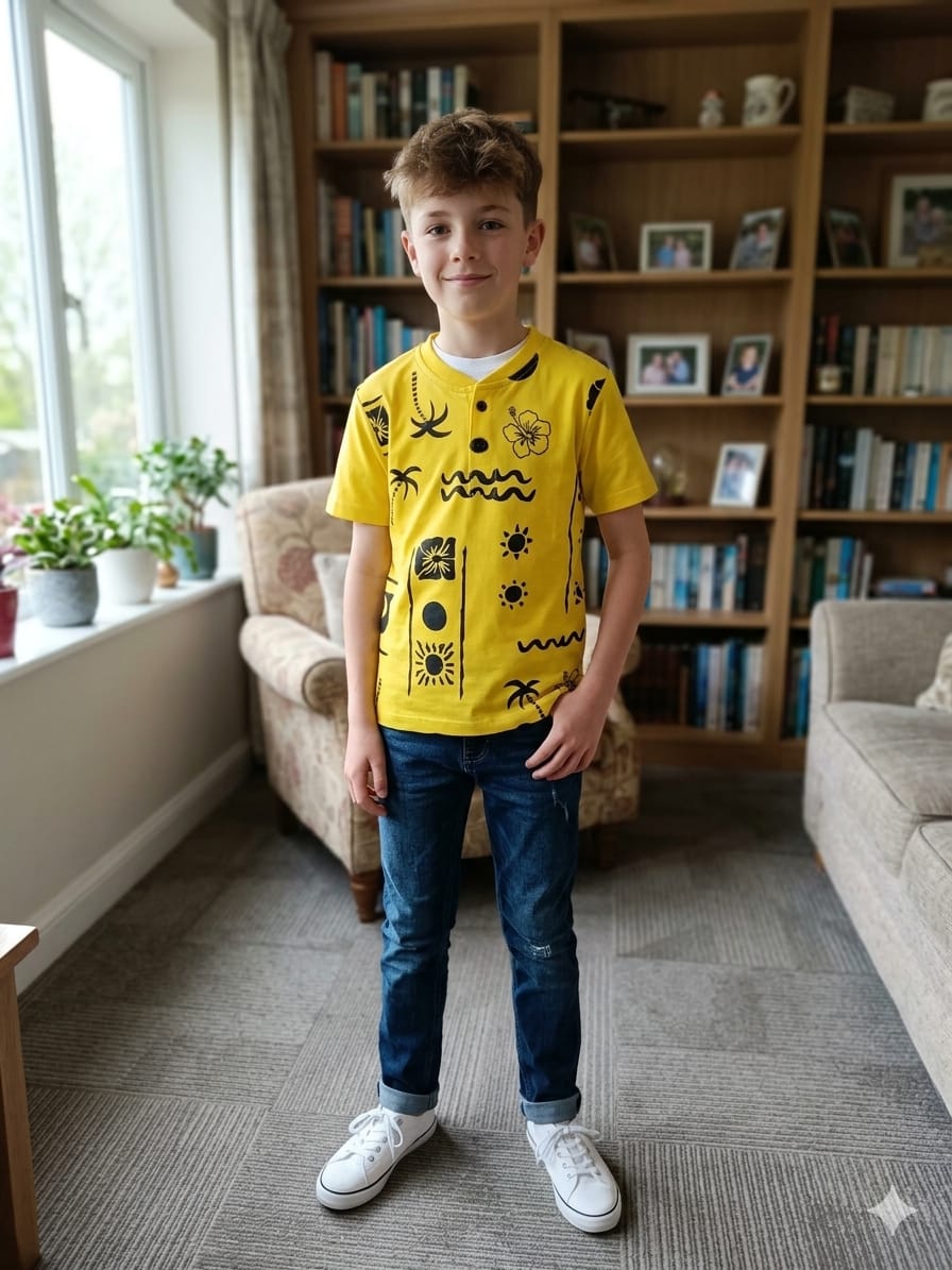 Star Print Yellow polo T-Shirt-Boys