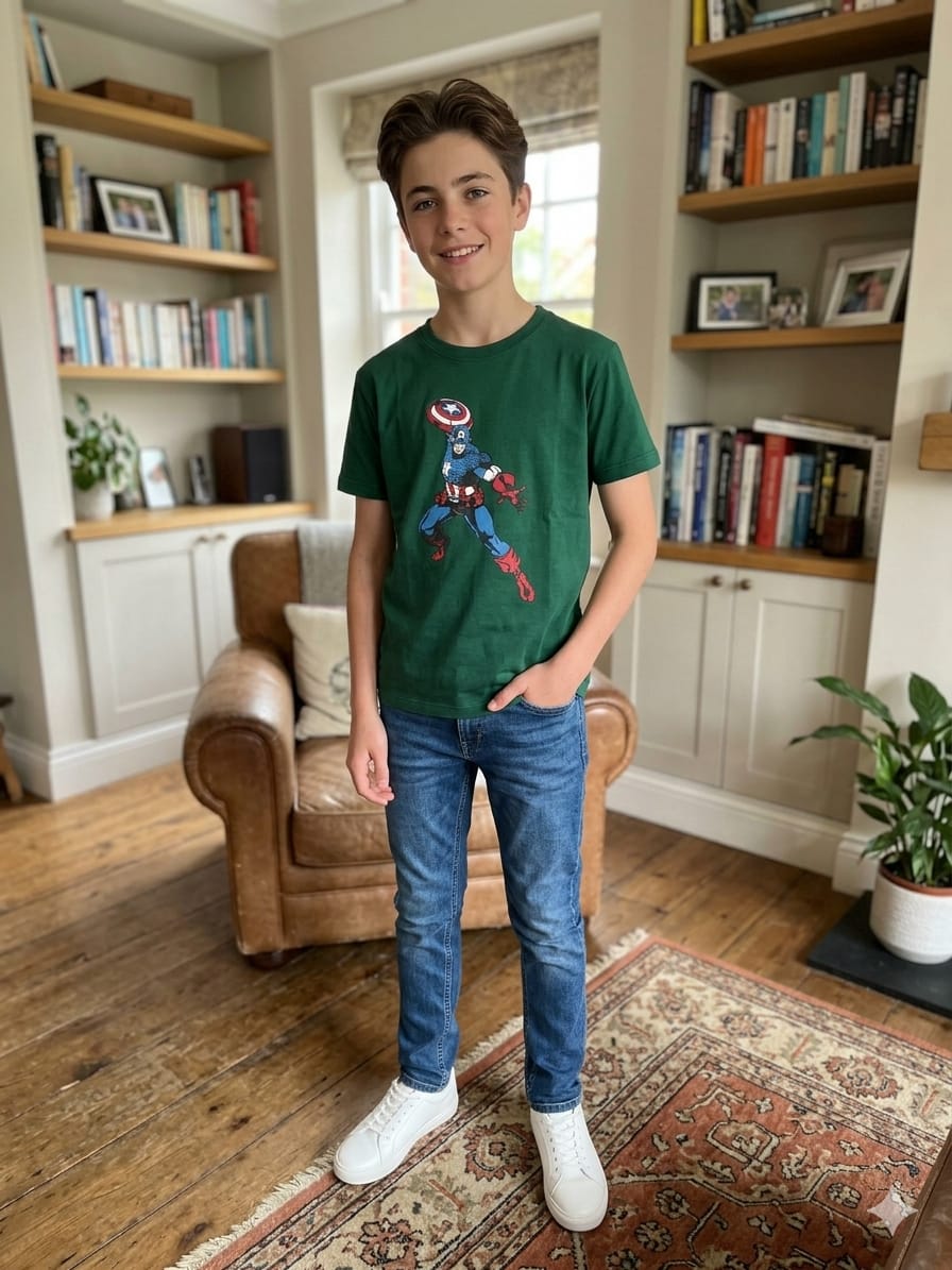 Captain american print green T-Shirt - Boys