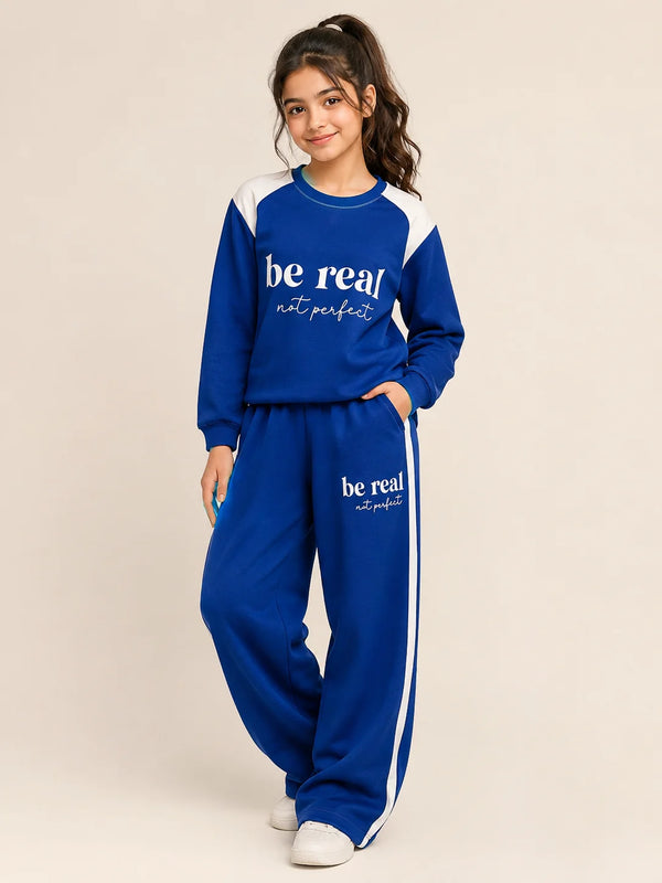 Be Real Royal Blue Baggy Tracksuit for Girls (146 N)